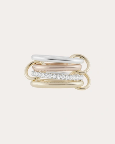 Spinelli Kilcollin Women's Cancer Deux Diamond Tri-tone Linked Ring In Gold/silver
