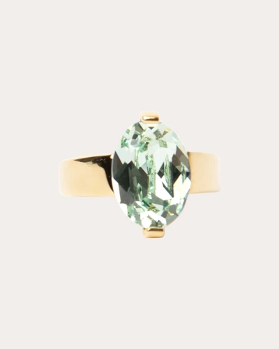 Short & Suite Women's Light Green Swarovski Stone Oval Ring 14k Gold