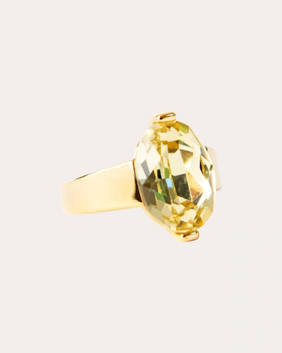 Short & Suite Women's Light Yellow Swarovski Stone Oval Ring 14k Gold