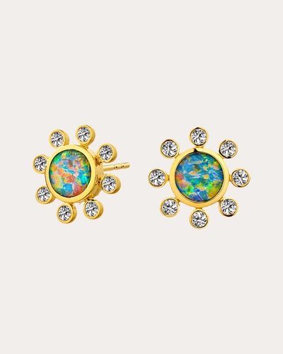 Syna Jewels Women's Cosmic Boulder Opal Diamond Studs In Gold