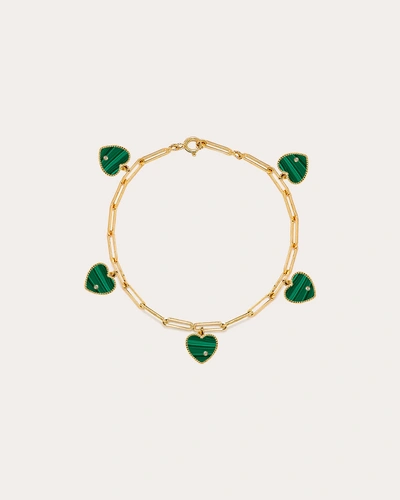 Yvonne Léon Women's Malachite Heart Solitaire Charm Bracelet In Green