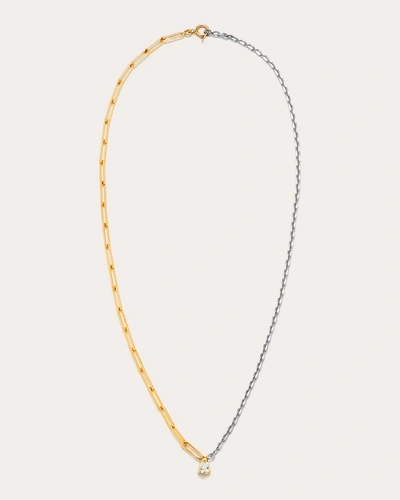 Yvonne Léon Women's Large Pear Diamond Two-tone Solitaire Necklace In Gold/silver