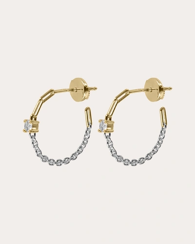 Yvonne Léon Women's Round Diamond Two-tone Solitaire Hoop Earrings In Gold/silver