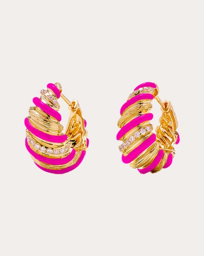 Yvonne Léon Women's Pink Gaufrette Hoop Earrings