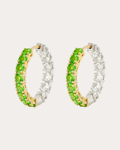 Yvonne Léon Women's Green Crystal & Topaz Two-tone Hoop Earrings