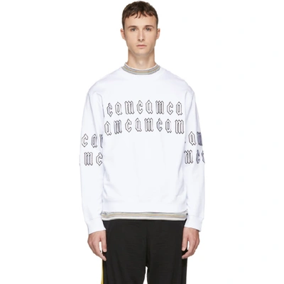 Mcq By Alexander Mcqueen Mcq Alexander Mcqueen White Gothic Repeat Logo Clean Sweatshirt In 9000.white