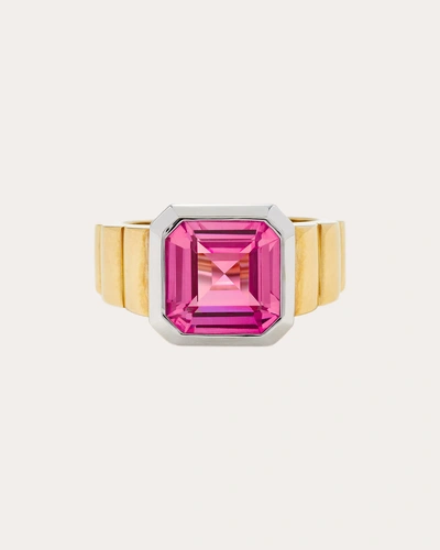 Yvonne Léon Women's Pink Crystal Mini Princess Signet Ring 9k Gold