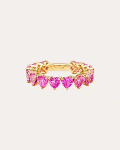 Yvonne Léon Women's Pink Crystal Mini Heart Alliance Ring 9k Gold