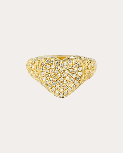 Yvonne Léon Women's Diamond Heart Mini Signet Ring In Gold