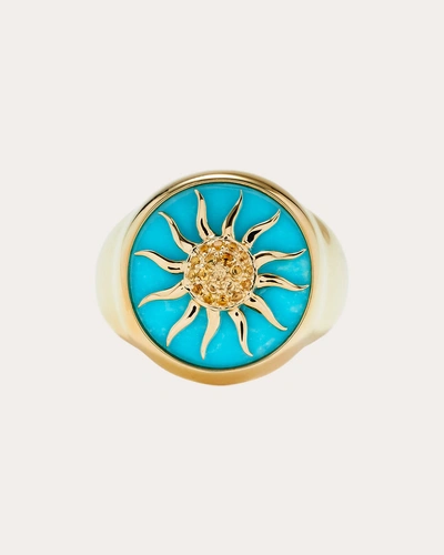 Yvonne Léon Women's Turquoise Sun Signet Ring In Blue