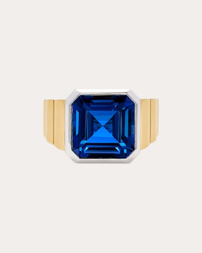 Yvonne Léon Women's Blue Topaz Princess Signet Ring 9k Gold