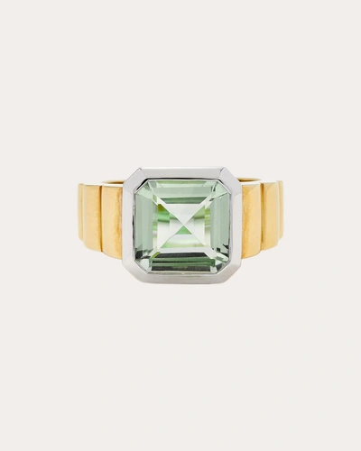 Yvonne Léon Women's Green Crystal Mini Princess Signet Ring 9k Gold