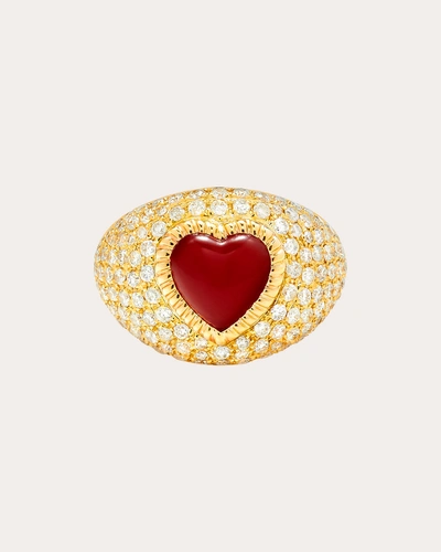 Yvonne Léon Women's Red Agate Heart Dome Ring 9k Gold
