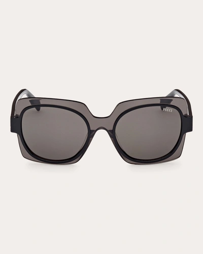 Emilio Pucci Women's Black & Smoke Square Sunglasses In Black/smoke