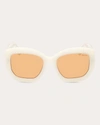 Pucci Women's White & Amber Brown Geometric Sunglasses In Ivory/gold/orange Lenses