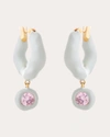 Joanna Laura Constantine Women's Enamel & Pink Cubic Zirconia Wave Hoop Earrings In Silver
