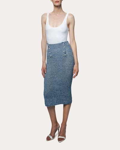 Santicler Women's Scarlett Hand Crochet High Waist Skirt In Blue