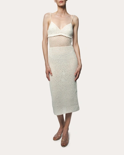 Santicler Women's Viola Hand Crochet Strappy Dress In White