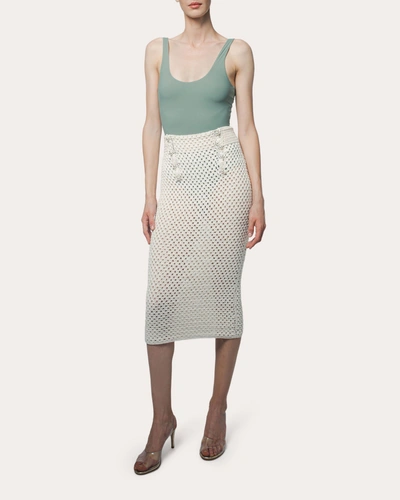 Santicler Women's Scarlett Hand Crochet High Waist Skirt In White