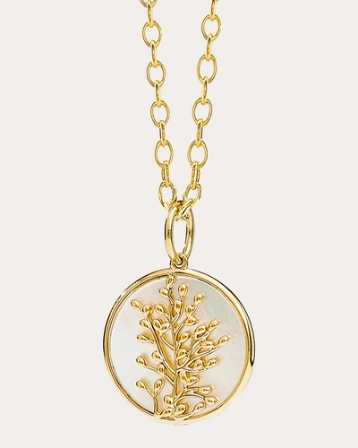 Syna Jewels Women's Jardin Flowering Tree Of Life Mother Of Pearl Pendant In Gold