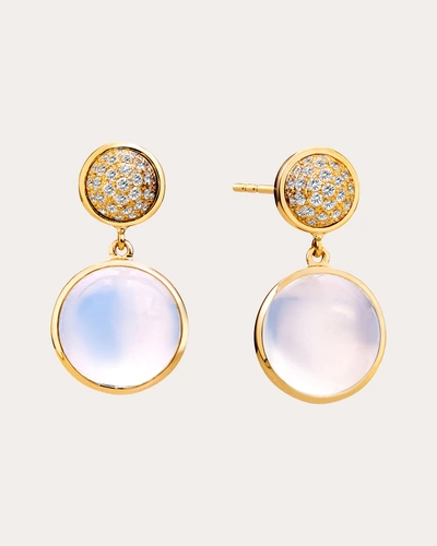 Syna Jewels Women's Moon Quartz & Champagne Diamond Candy Double Drop Earrings In Pink