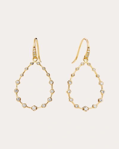 Syna Jewels Women's Diamond Hex Drop Earrings In Gold