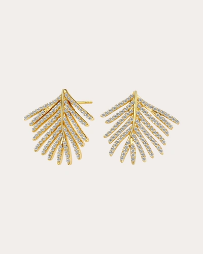 Syna Jewels Women's Diamond Jardin Palm Leaf Drop Earrings In Gold