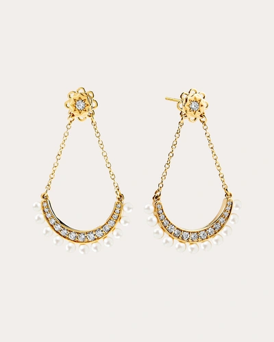 Syna Jewels Women's Diamond & Pearl Mogul Drop Earrings In Gold