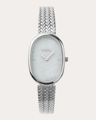 Breda Women's Mother Of Pearl & Stainless Steel Jane Tethered Mesh Bracelet Watch - Women In Silver