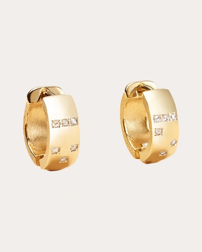 Milamore Women's Diamond Braille 'love' Small Hoop Earrings In Gold