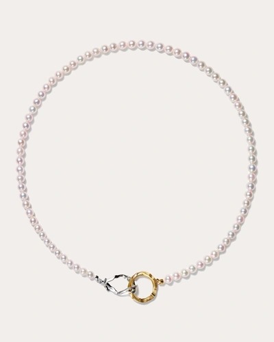 Milamore Women's Akoya Pearl Kintsugi Infinity Necklace In White