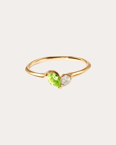 Milamore Women's Diamond & Peridot Mini Duo Heart Ring In Green