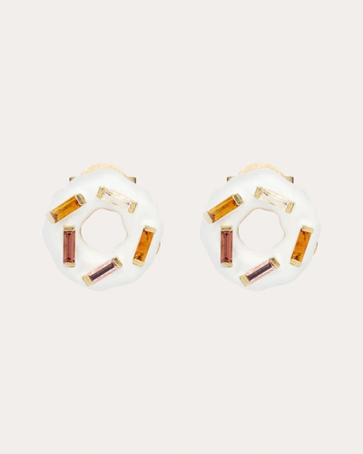 Aliita Women's Glazed Sprinkle Donut Stud Earrings In White