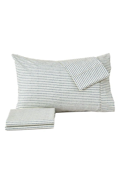 Woven & Weft Stripe Microfiber Sheet Set In Seafoam