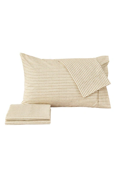 Woven & Weft Stripe Microfiber Sheet Set In Light Taupe