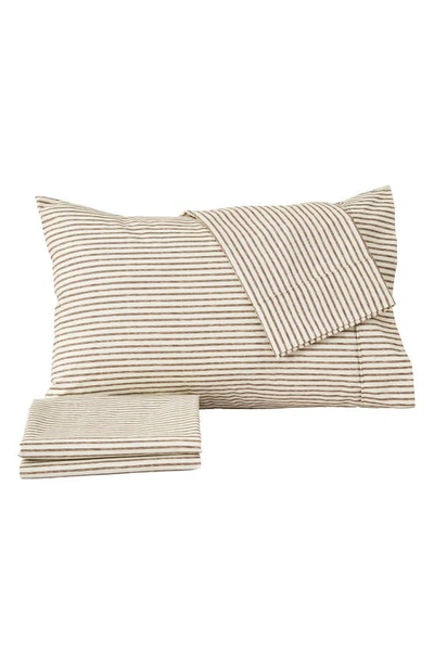 Woven & Weft Stripe Microfiber Sheet Set In Taupe