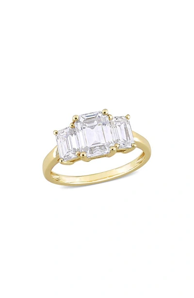 Delmar Emerald Cut Lab Created Moissanite Ring In Gold