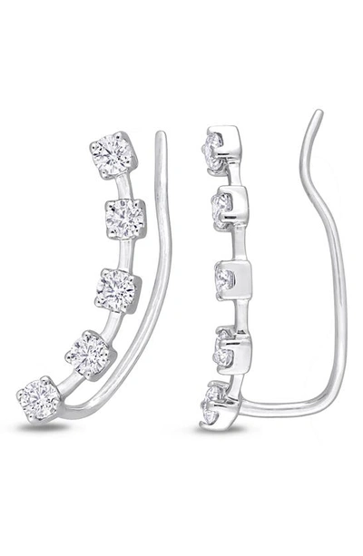 Delmar Lab Created Moissanite Ear Crawlers In White