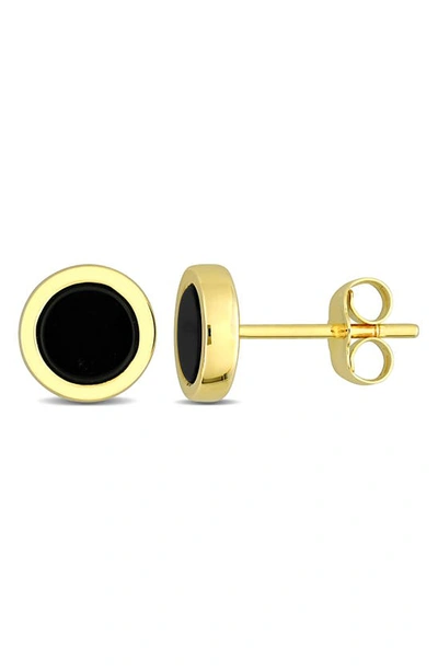 Delmar Onyx Round Stud Earrings In Gold