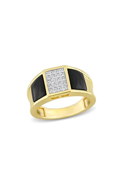 Delmar Black Onyx & Diamond Square Ring