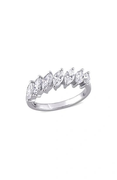 Delmar Marquise Cut Lab Created Moissanite Ring In White