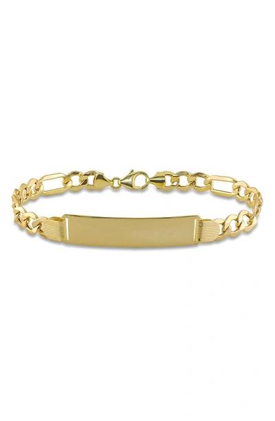 Delmar Engraveable Figaro Chain Bracelet In Gold