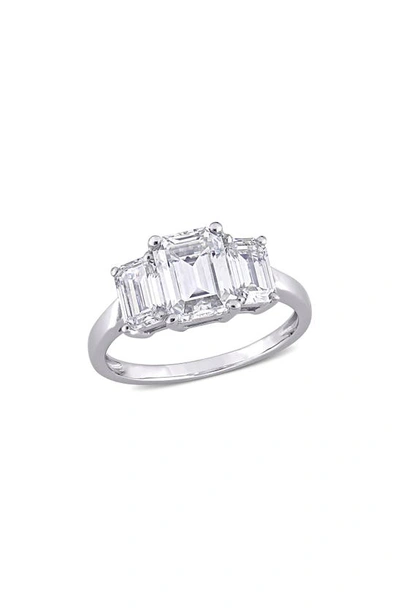 Delmar Emerald Cut Lab Created Moissanite Ring In Silver