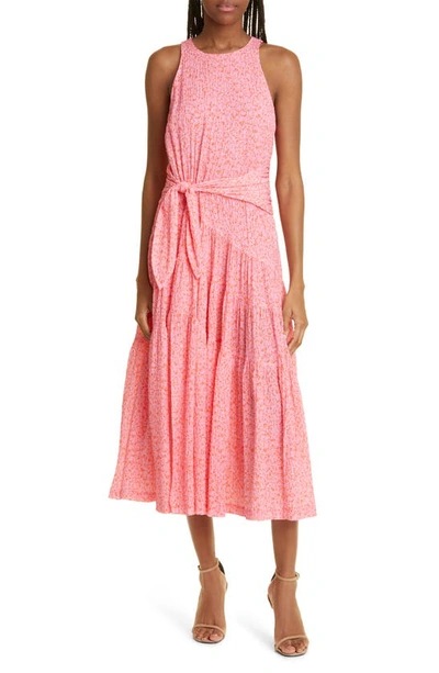 Cinq À Sept Nelly Tie Waist Tiered Maxi Dress In Pink Lemonade