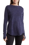Z By Zella Vintage Washed Relaxed Long Sleeve Tee In Navy Evening