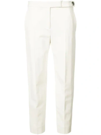 Proenza Schouler Flat-front Tapered-leg Cropped Crepe Pants In White