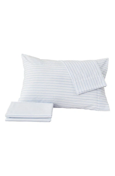 Woven & Weft Stripe Microfiber Sheet Set In Sky Blue