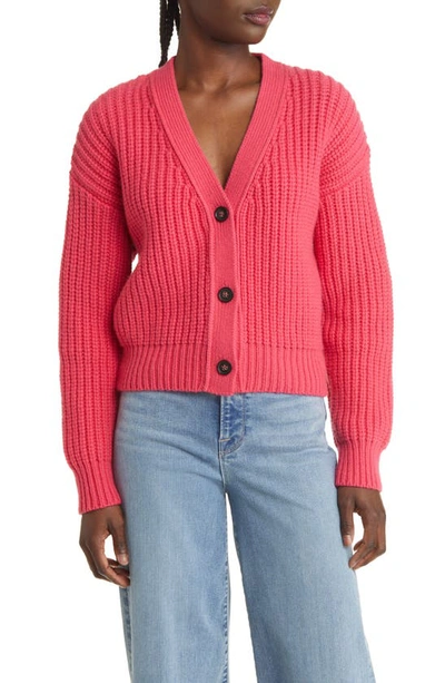 Frame '70s Wool Cardigan In Pop Rose