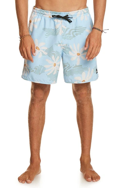 Quiksilver Surfsilk Scallop Swim Trunks In Clear Sky