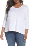 Eileen Fisher Organic Linen Jersey V-neck Top, Plus Size In White